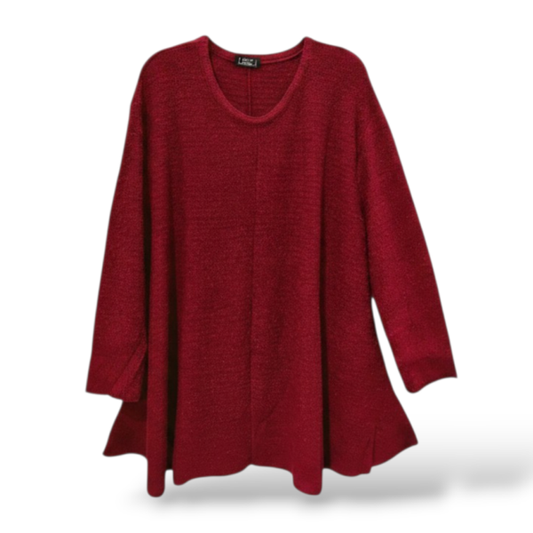 Bouclé-Strick Pulli in gemütlicher A-Linie in bordeaux