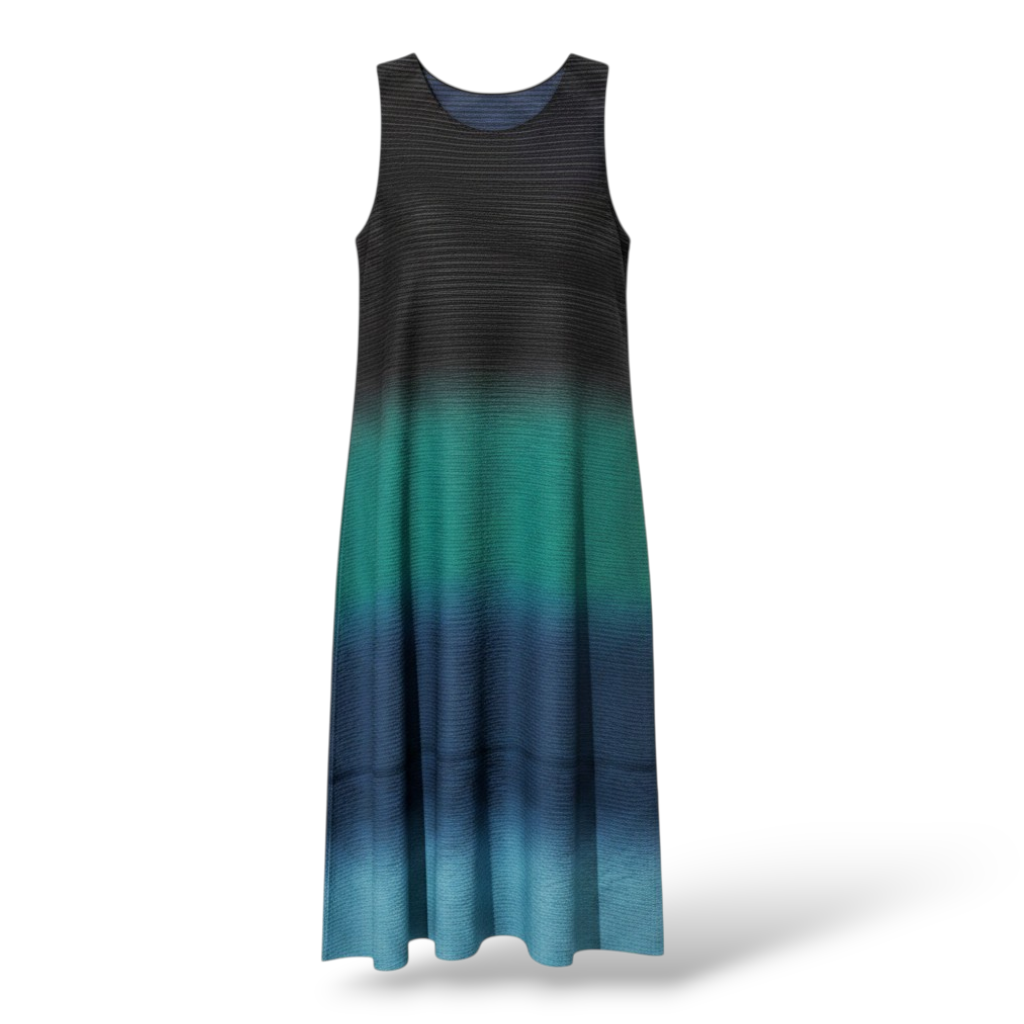 Plissee Kleid "Skoda" mit Farbverlauf in blaugrün-türkis