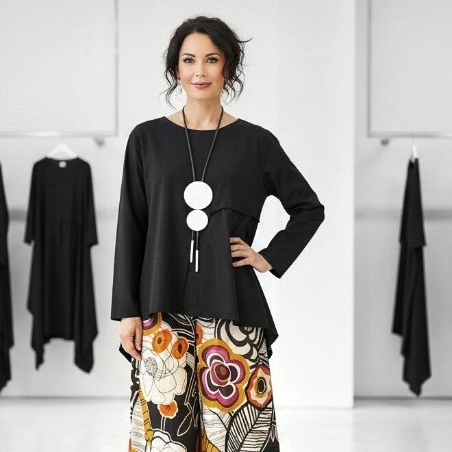 stylishes Oberteil mit seitlichem Taft Ansatz