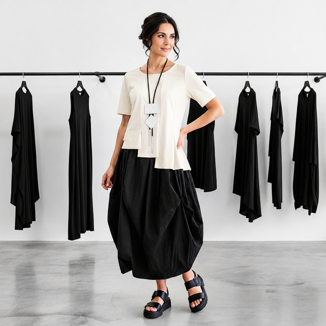 pfiffiges Oberteil mit raffinierten Akzenten in ecrú