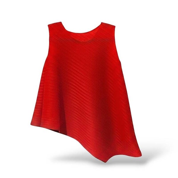 Plissee Top "Dali" in A-Linie mit asymmetrischem Verlauf in rot