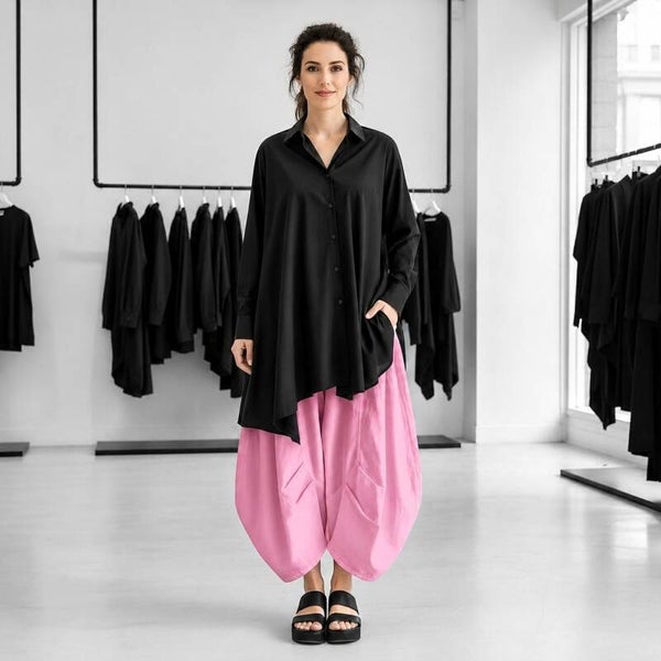extravagante leichte Baumwoll-Hose "Yuki" in hellem pink