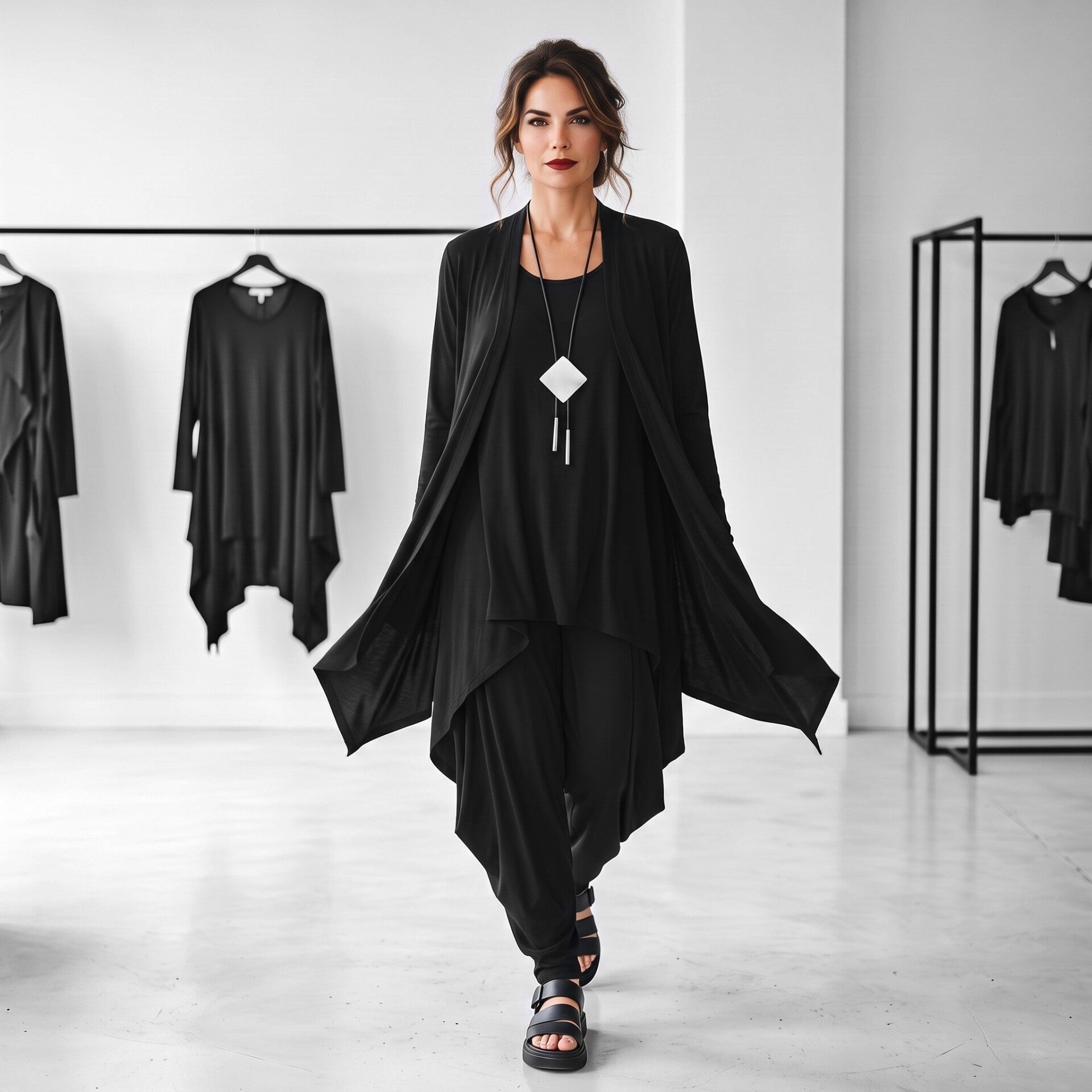 lässige Jacke "magna" in figurschmeichelnder in A-Linie in schwarz