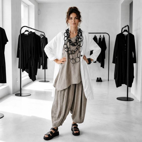 Leinen Hose "Colibri" mit Gummibund und Taschen in taupe