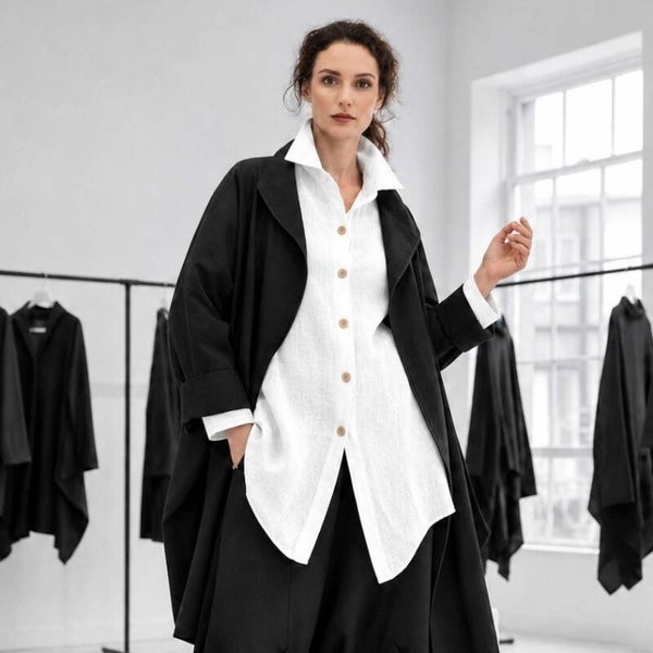 Leinen Hemdbluse "Nanami" in großzügiger Weite in weiß