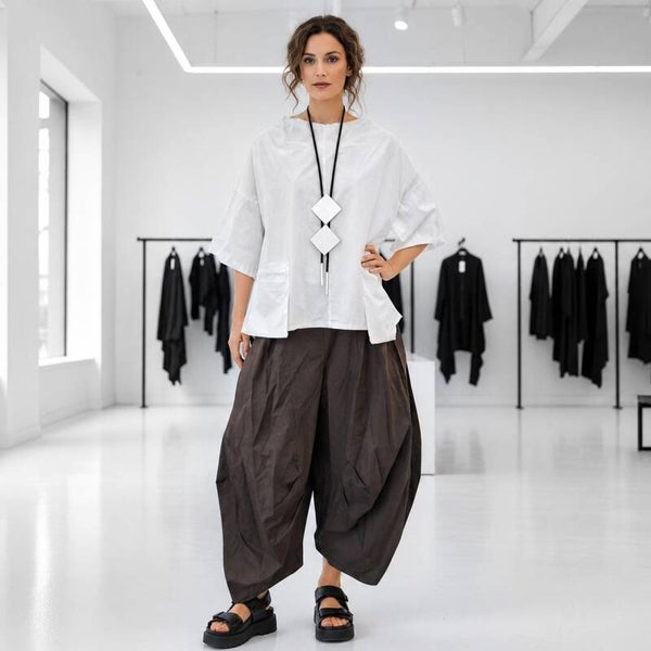 extravagante leichte Baumwoll-Hose "Yuki" in schoko