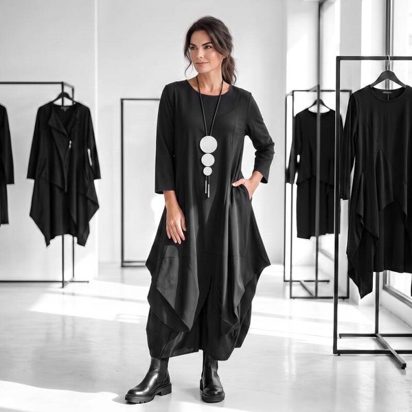 extravagantes Kleid "Tokyo" in einem Premium Comfort- Viskosemix in schwarz