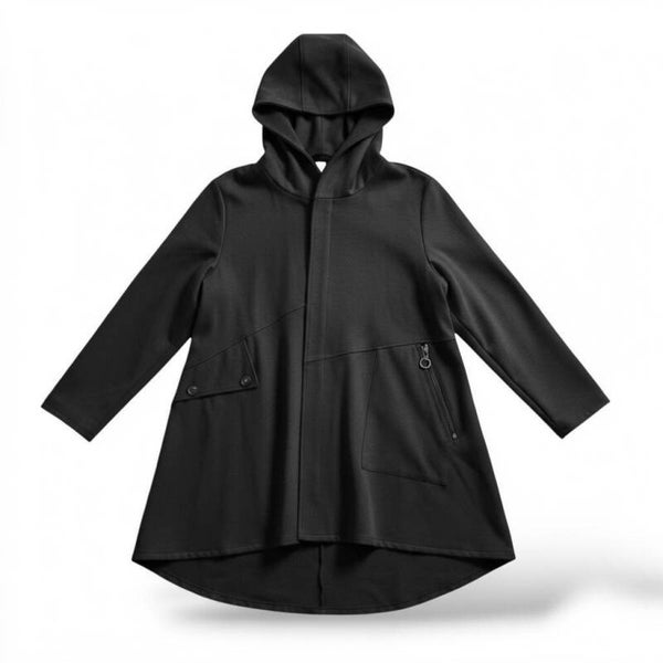 stylishe Jacke "Tenno" mit Kapuze und Reißverschluss in schwarz