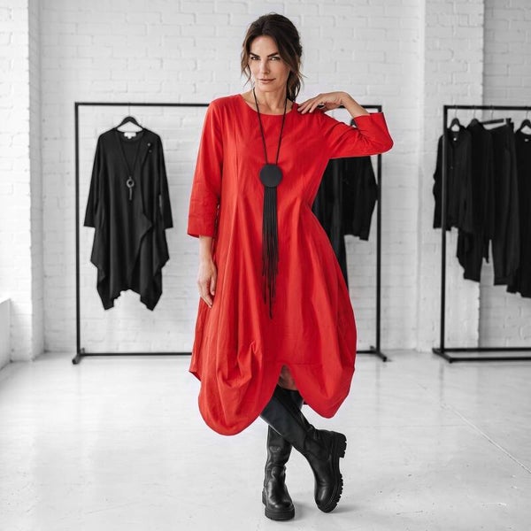 extravagantes Kleid "Tokyo" in einem Premium Comfort- Viskosemix in rot