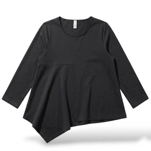 asymmetrisches Oberteil "Nao" in A-Linie aus Milano-Jersey in schwarz