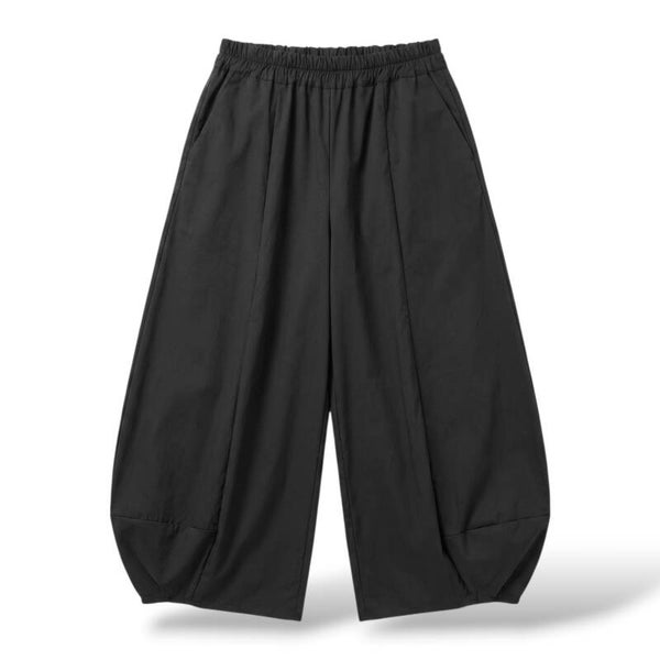 bequeme Hose "Tibidan" aus leichter Baumwollmischfaser in schwarz