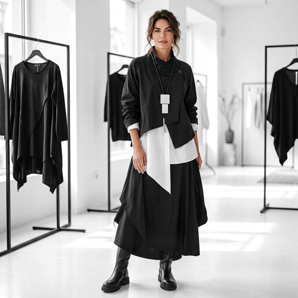 avantgarde Rock "Sakai" aus einem Premium Comfort Viskosmix in schwarz