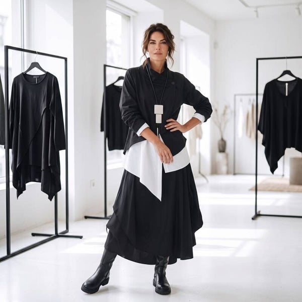 H/W avantgarde Rock "Sakai" aus einem Premium Comfort Viskosmix in schwarz