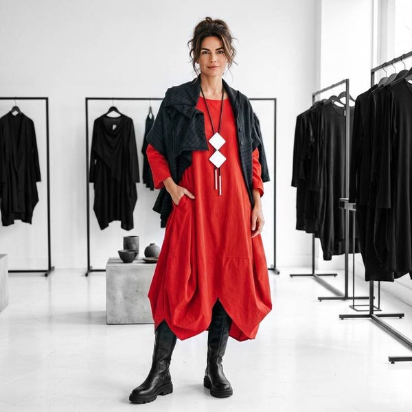 extravagantes Kleid "Tokyo" in einem Premium Comfort- Viskosemix in rot