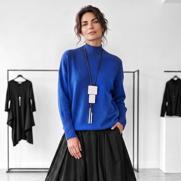 Basic Strick Pulli "Ida" aus Viskosemischfaser royalblau
