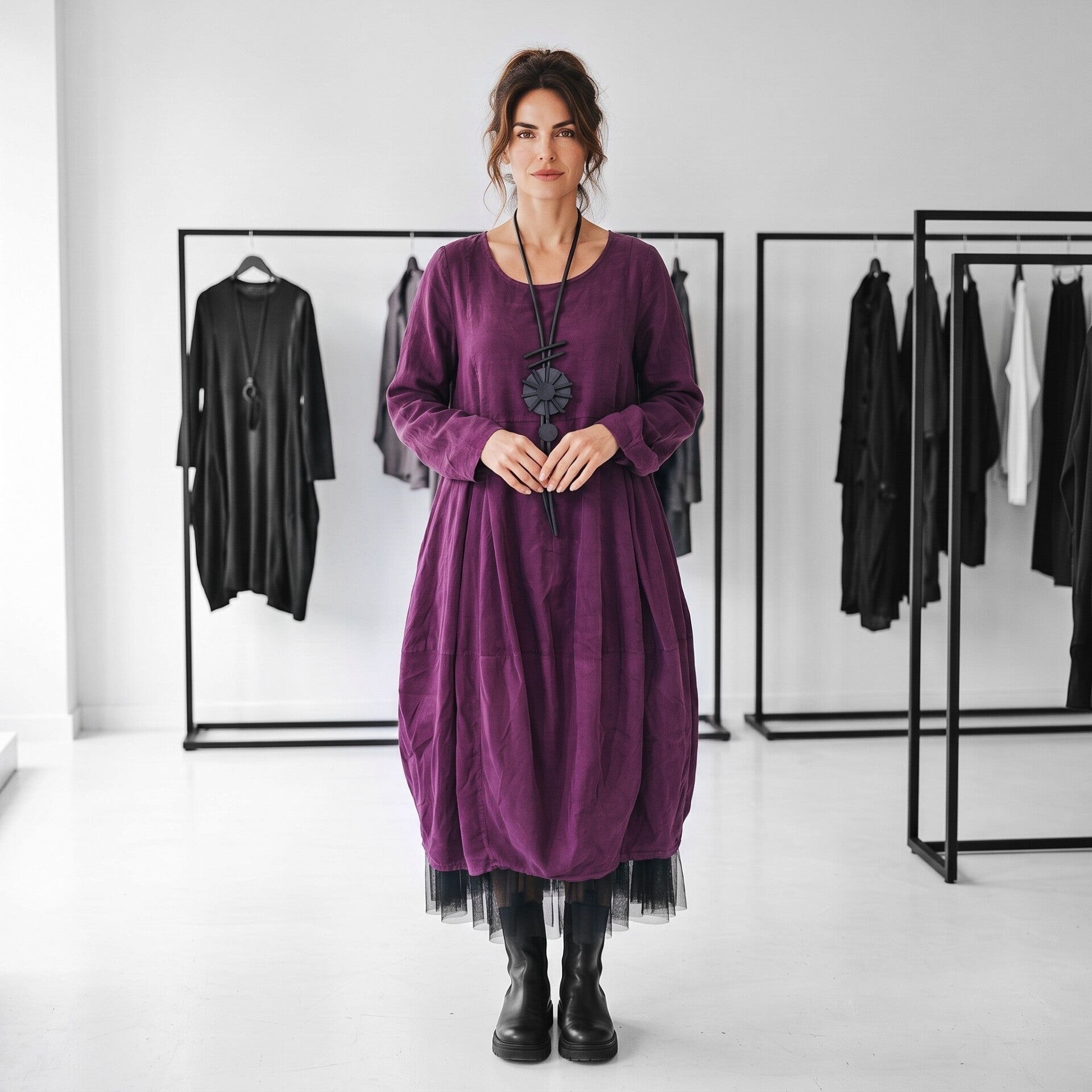 Feinkord Kleid "Gemma" in modischer Tulpenform - verschiedene Farben