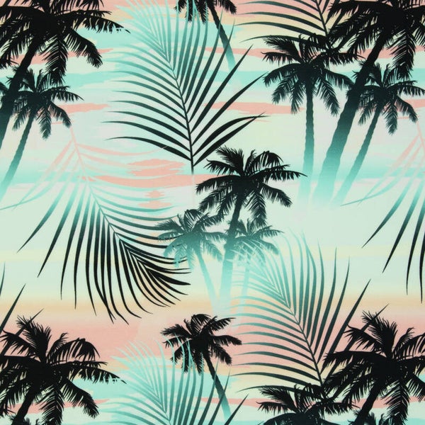 Poloshirt Stoff feine Strucktur (Pique) Palmenmotiv