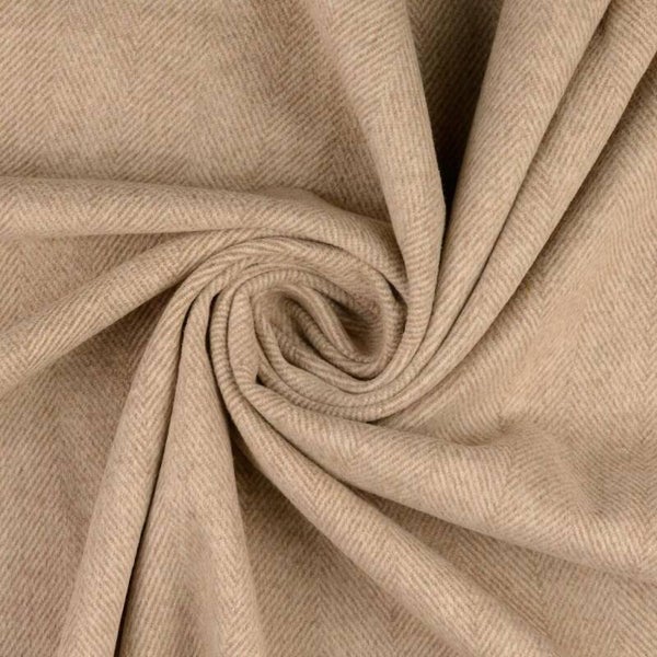 Mantelflausch beige Fischgrat - Muster