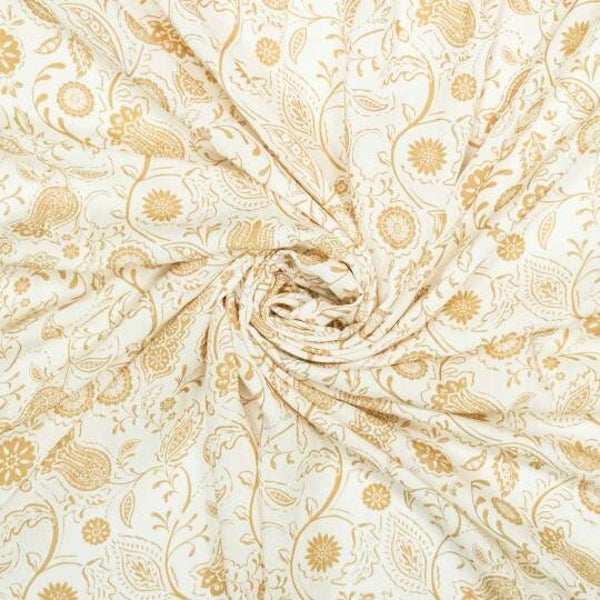 Viskosestoff paisley flower weiß/beige
