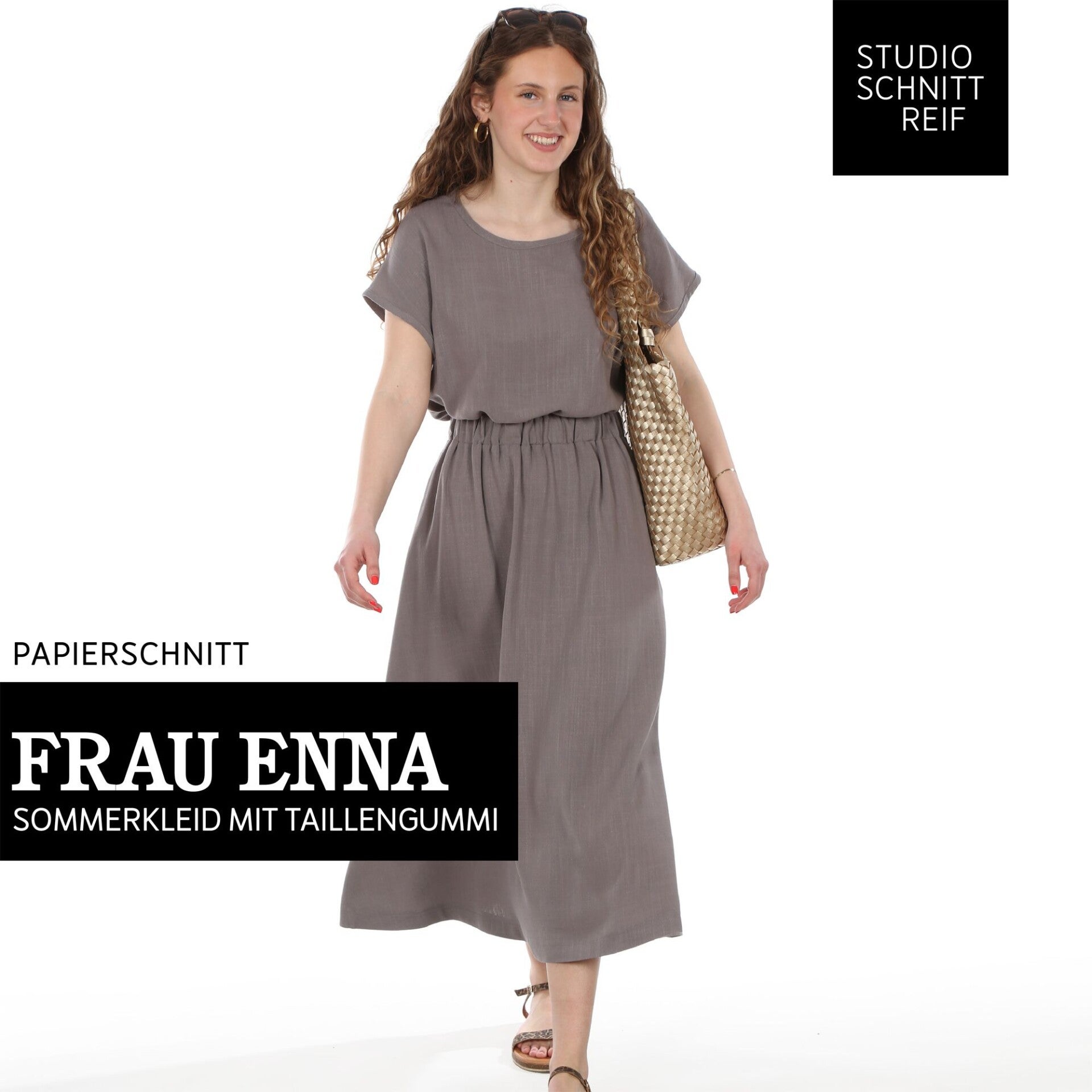 FRAU ENNA • Lockeres Kleid mit Taillengummi, Papierschnitt von Studio-Schnittreif