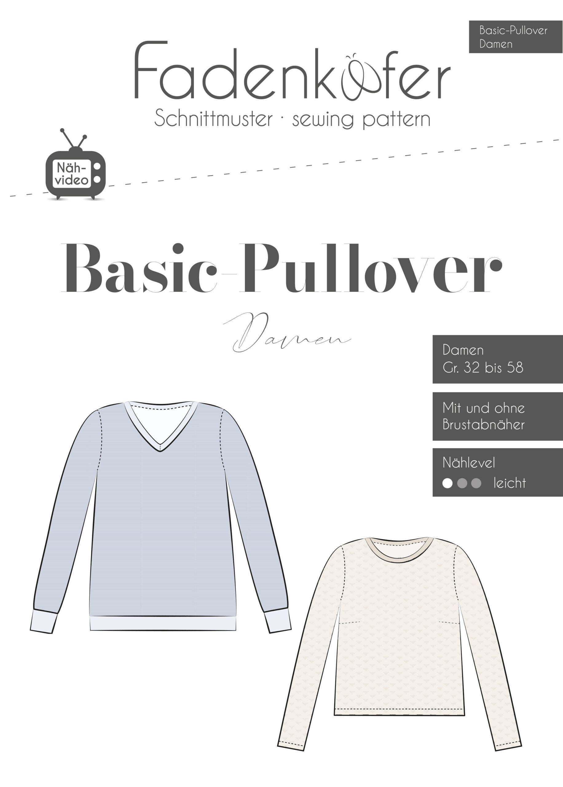 Fadenkäfer Schnittmuster Basic-Pullover Damen – zeitloser Pullover nähen!