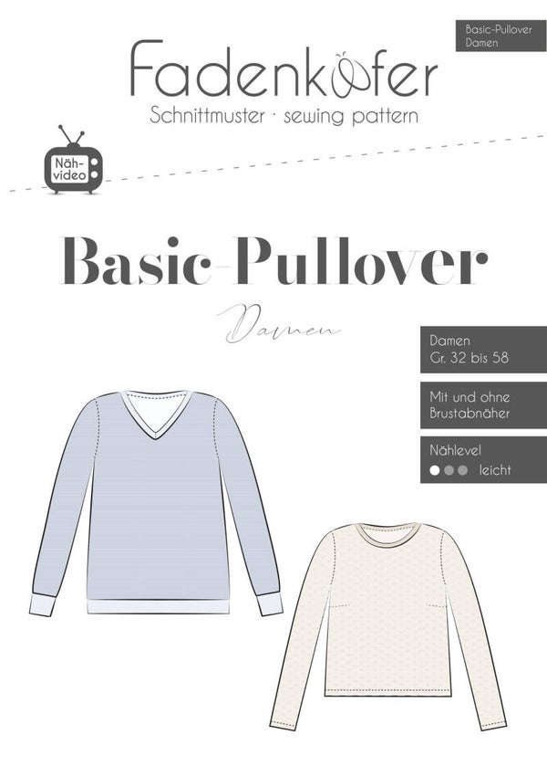 Fadenkäfer Schnittmuster Basic-Pullover Damen – zeitloser Pullover nähen!