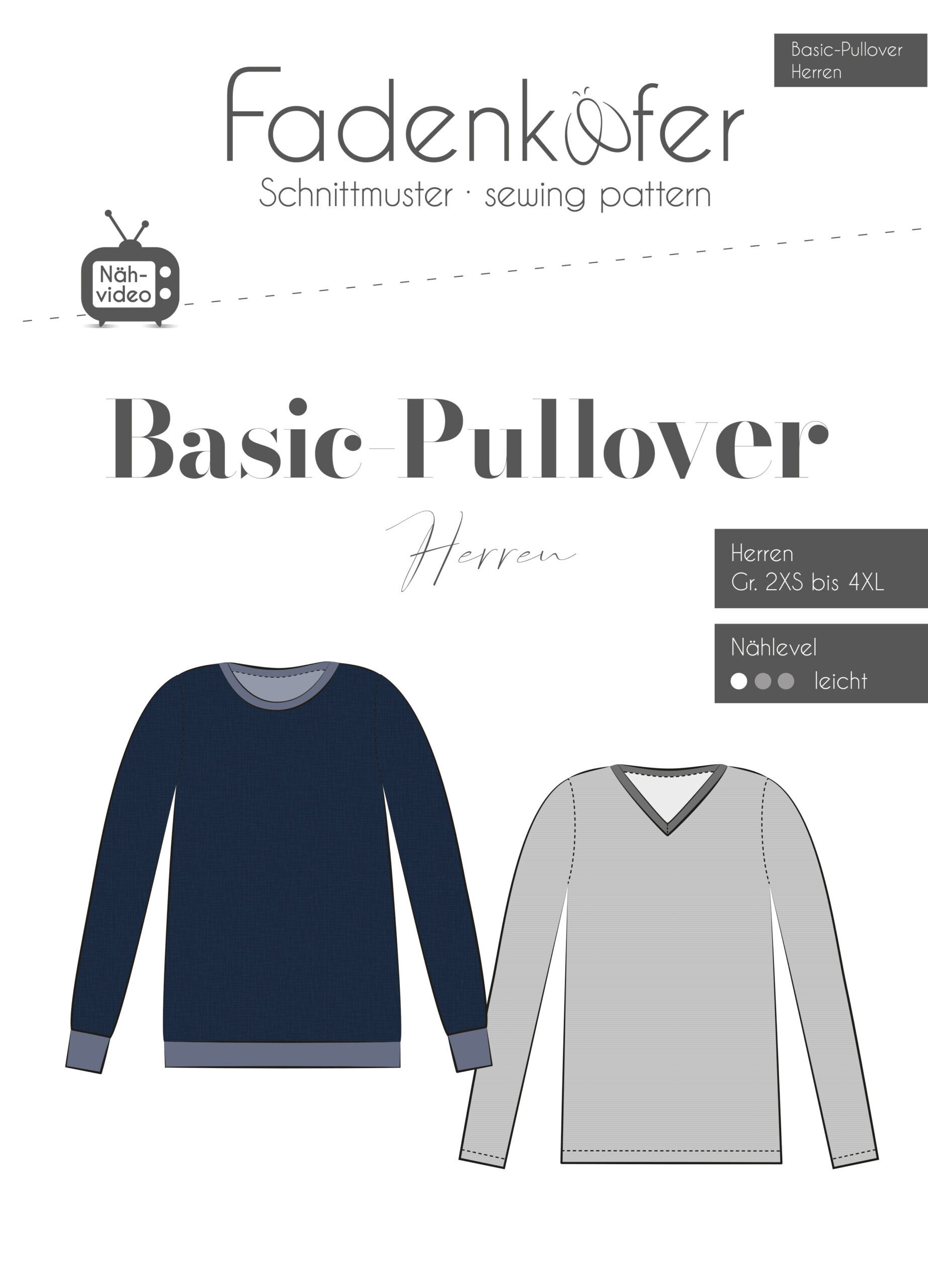 Fadenkäfer Schnittmuster Basic-Pullover Herren - Herrenpullover selbst nähen!