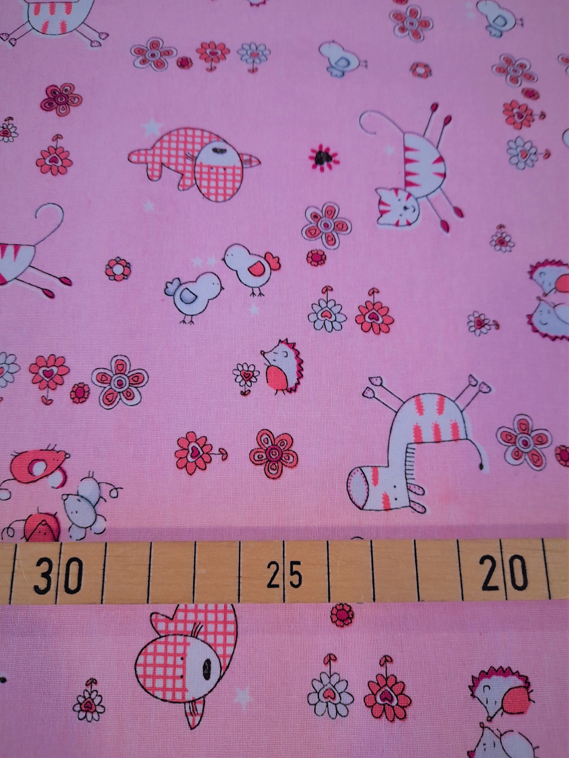 Baumwollstoff Tiere rosa
