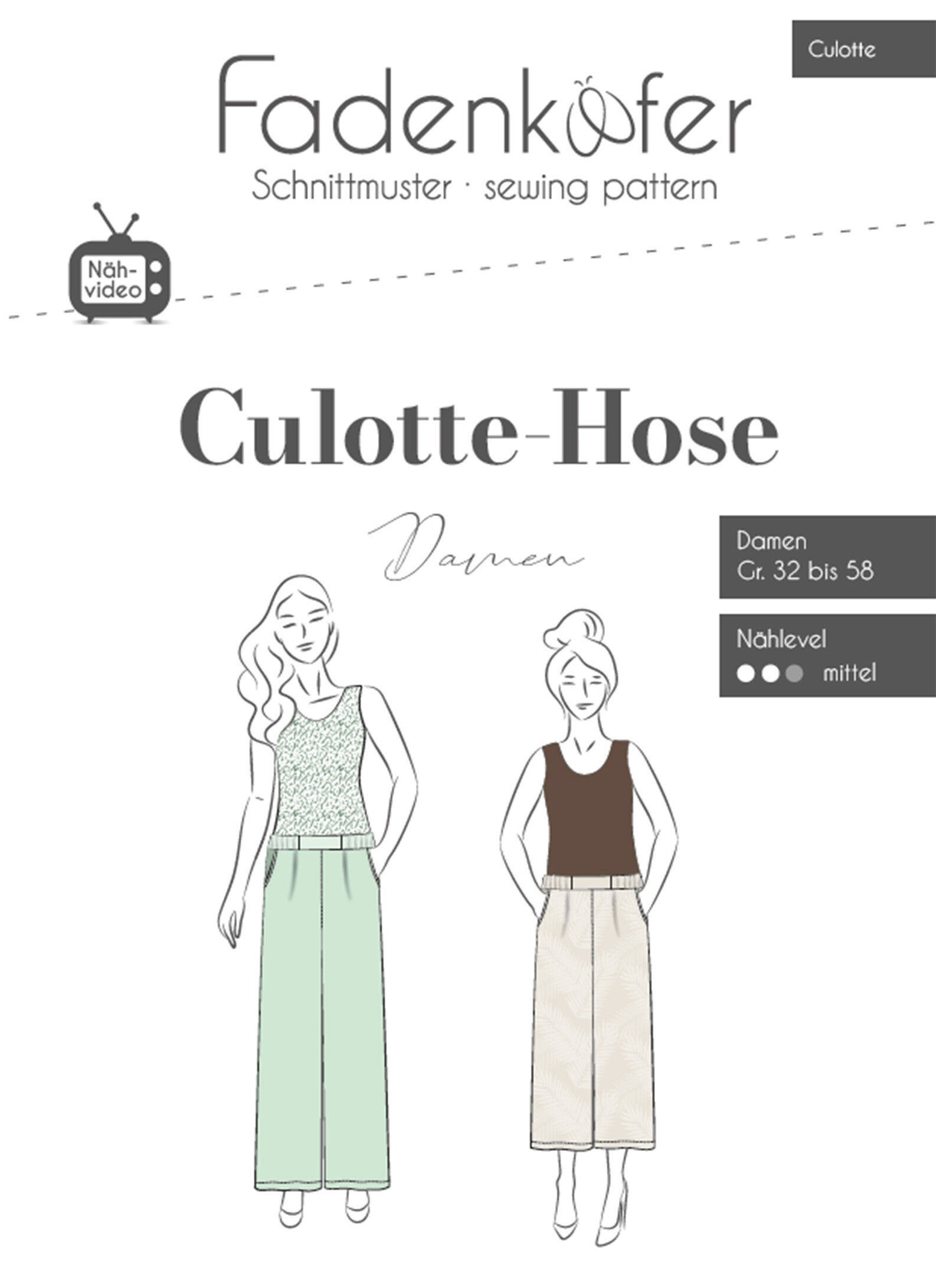 Fadenkäfer Schnittmuster Culotte-Hose Damen - Weite Sommerhose nähen