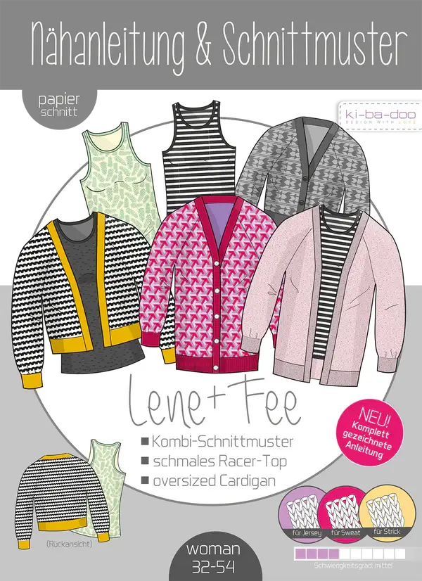 Ki-Ba-Doo Schnittmuster Lene+Fee woman - Top und Cardigan nähen!