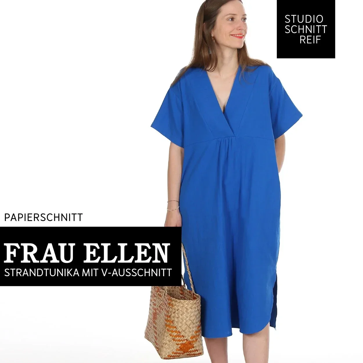 FRAU ELLEN • Strandtunika mit V-Ausschnitt, Papierschnitt von Studio-Schnittreif