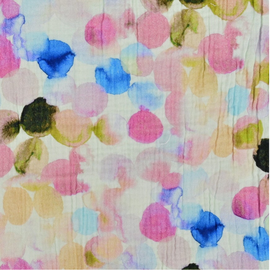 Musselin ( Double Gauze) bunte Kreise aquarell