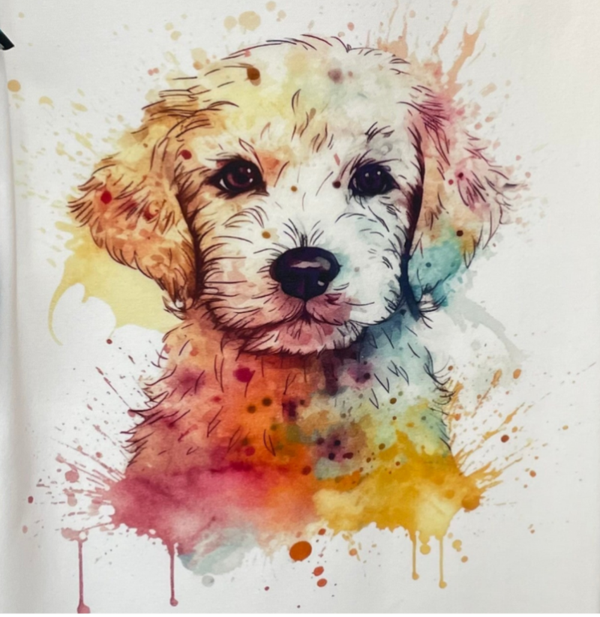 Baumwolljersey Panel Hundemotiv