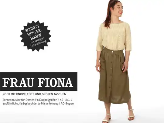 FRAU FIONA  • Rock mit Knopfleiste und großen aufgesetzten Taschen Papierschnitt von Studio-Schnittreif