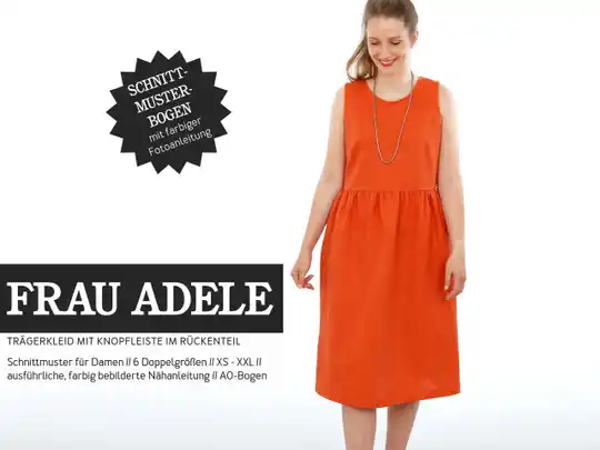 FRAU ADELE • Trägerkleid mit Knopfleiste im Rückenteil Papierschnitt von Studio-Schnittreif