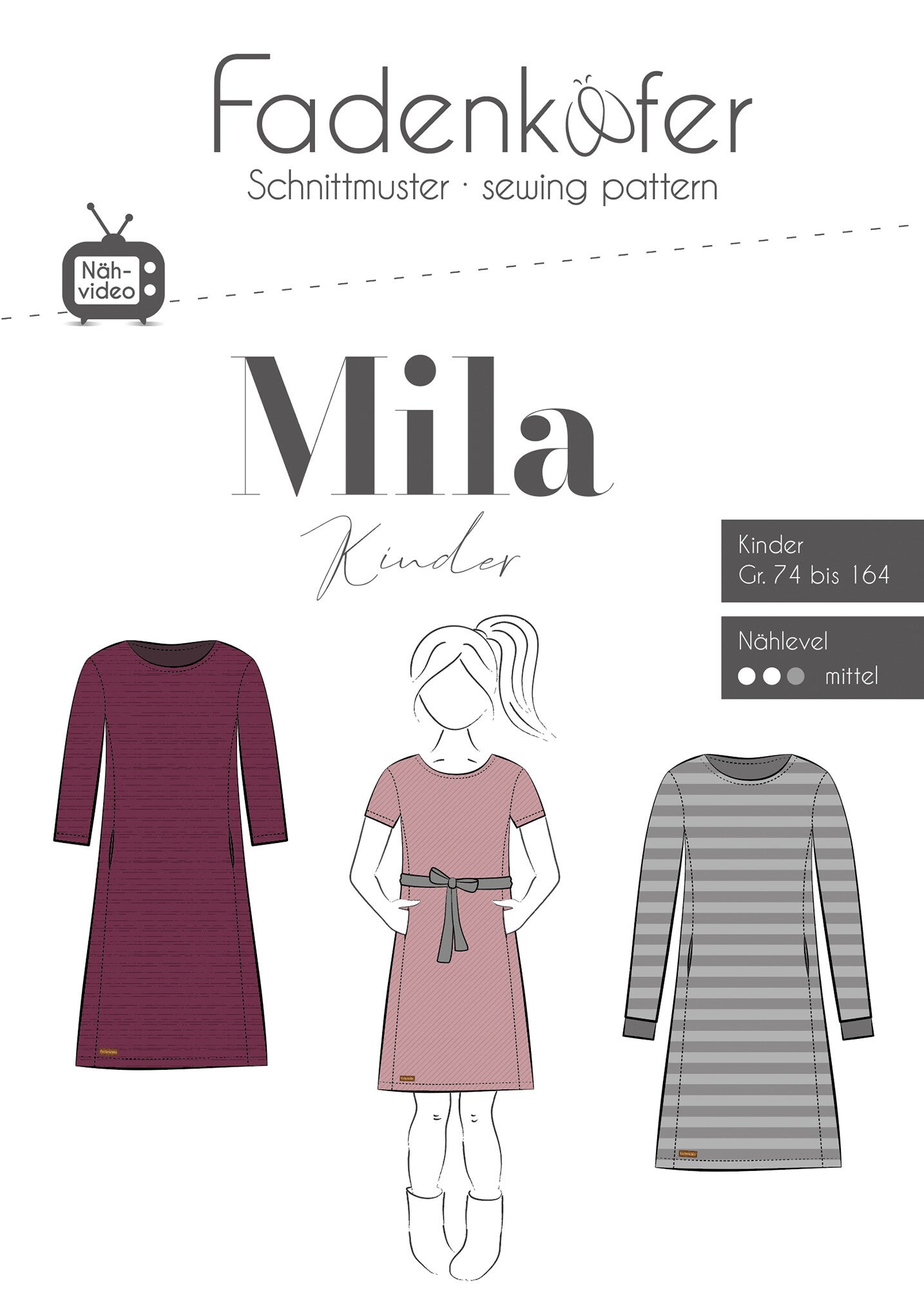 Fadenkäfer Schnittmuster Kleid Mila Kinder - Kinderkleid mit besonderem Look selbst genäht!
