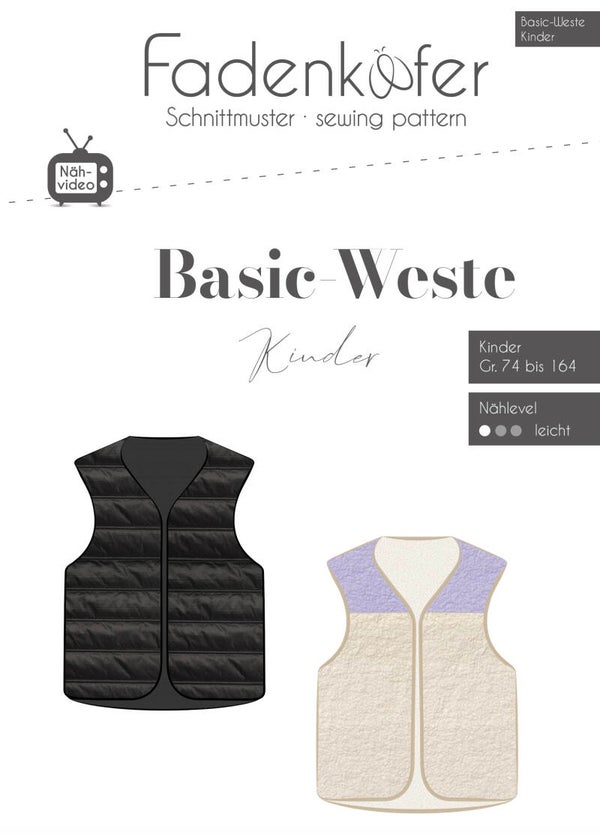 Schnittmuster Basic-Weste Kinder Fadenkäfer