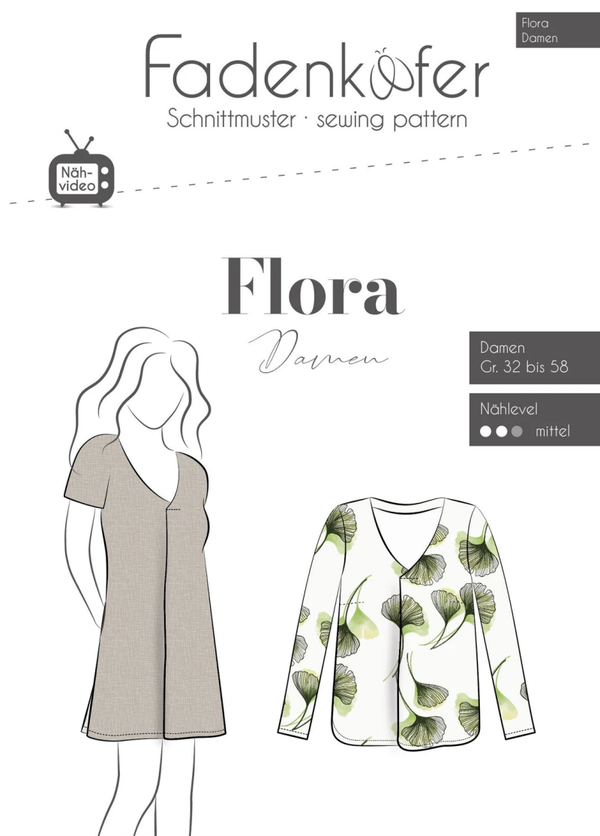 Schnittmuster Bluse oder Tunika Flora Damen Fadenkäfer