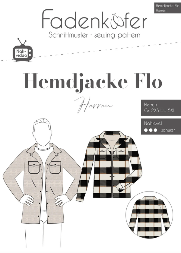 Schnittmuster Hemdjacke Flo Herren Fadenkäfer