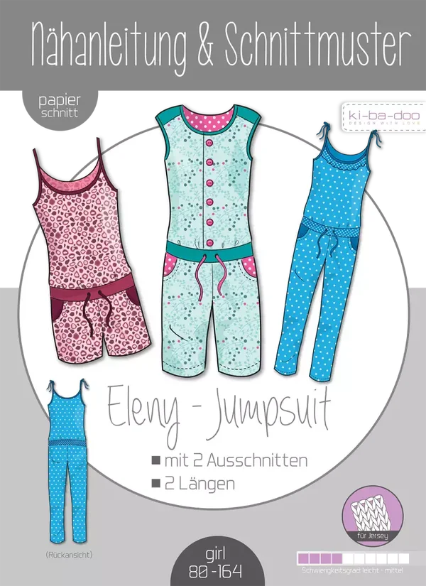 Papierschnitt Jumpsuit Eleny Mädchen Größe 80-164  von Ki-ba-doo