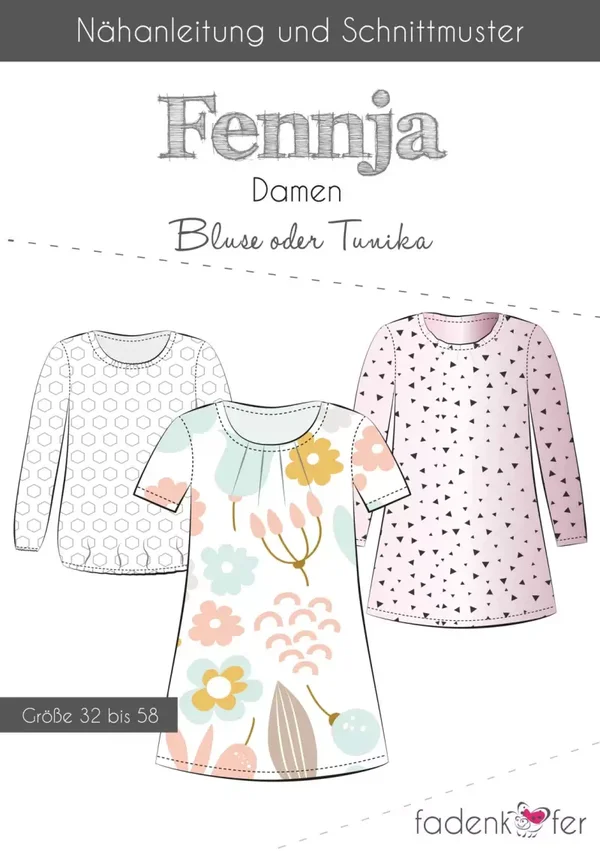 Schnittmuster Bluse oder Tunika Fennja Damen von Fadenkäfer