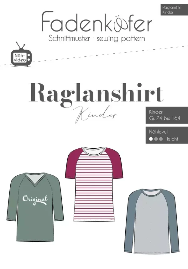 Schnittmuster Raglanshirt Kinder von Fadenkäfer