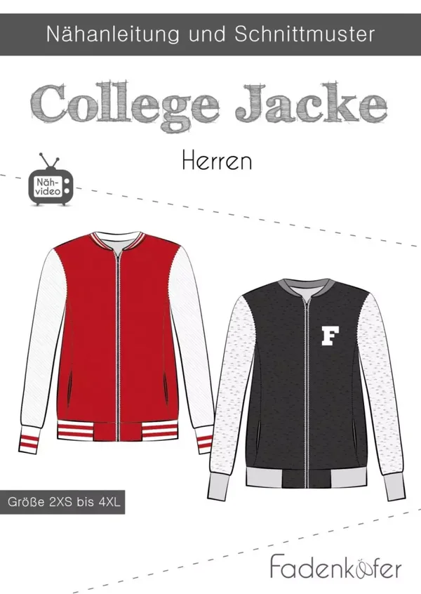 Schnittmuster Collegejacke Herren von Fadenkäfer