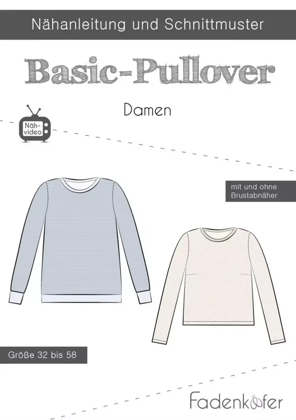 Schnittmuster Basic-Pullover Damen von Fadenkäfer