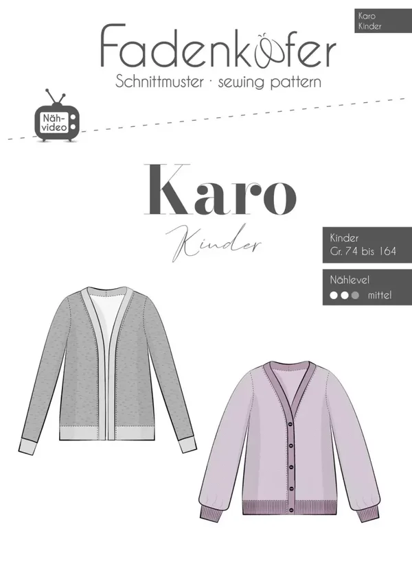 Schnittmuster Karo Strickjacke Kinder von Fadenkäfer