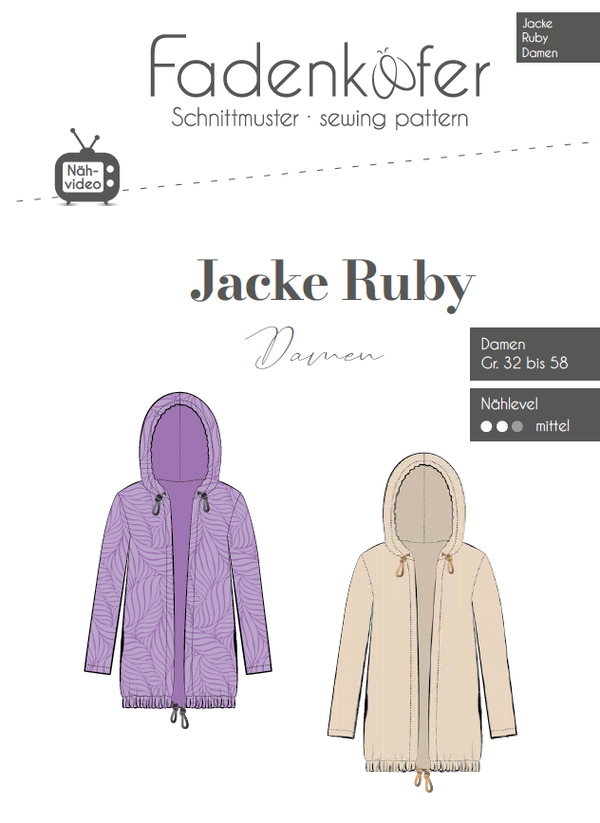 Fadenkäfer Schnittmuster Jacke Ruby Damen - lässige Jacke nähen!