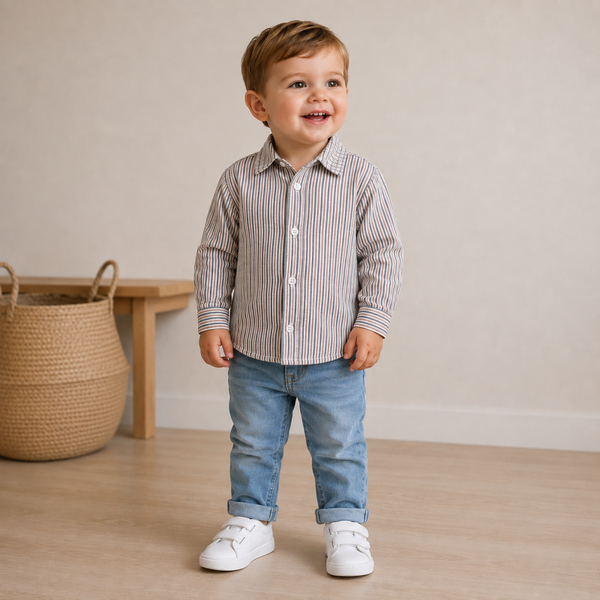Bruin gestreepte blouse