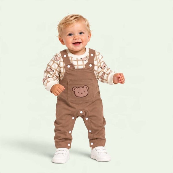Geruite romper in overgooier