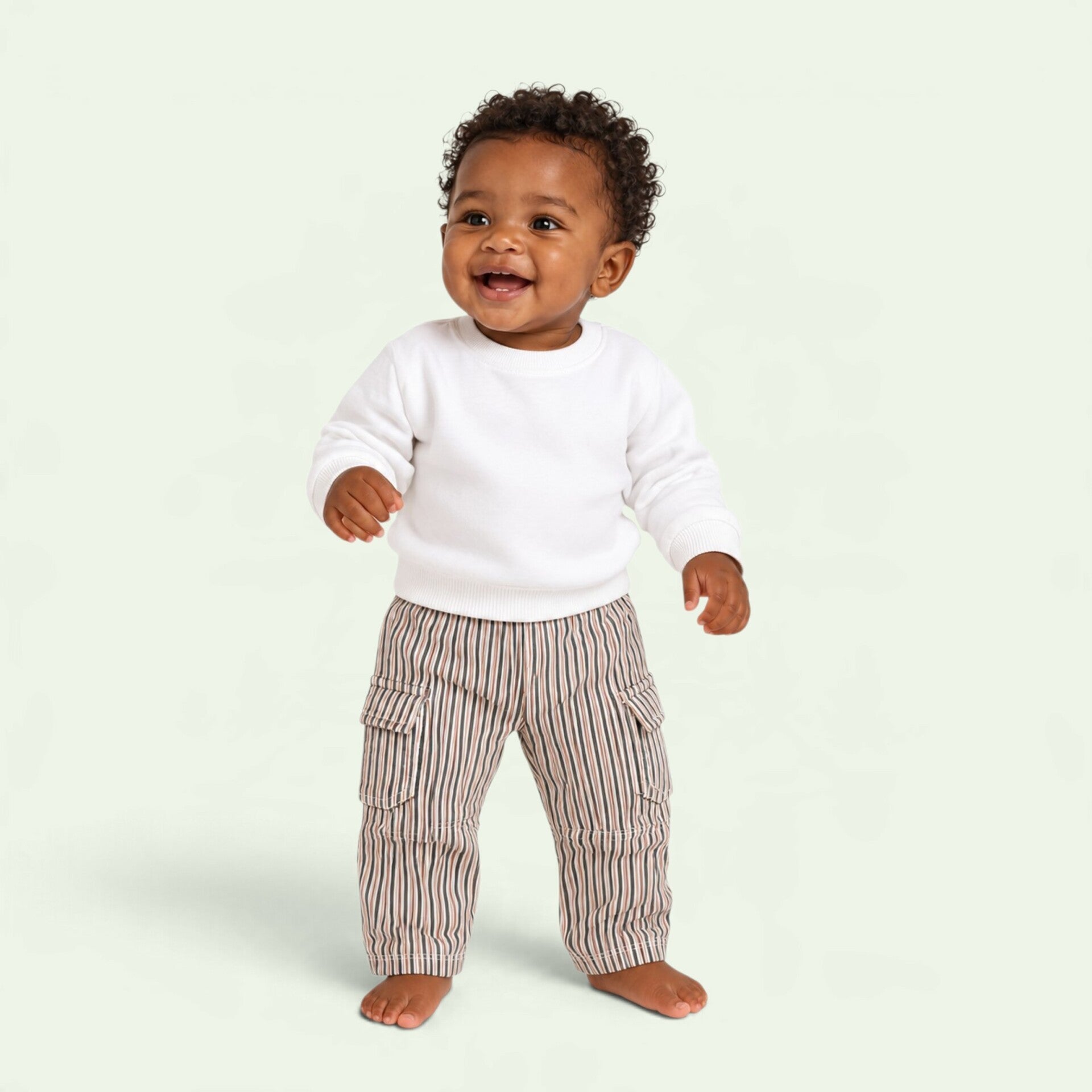 Cargo Pants Stripes Whisper White