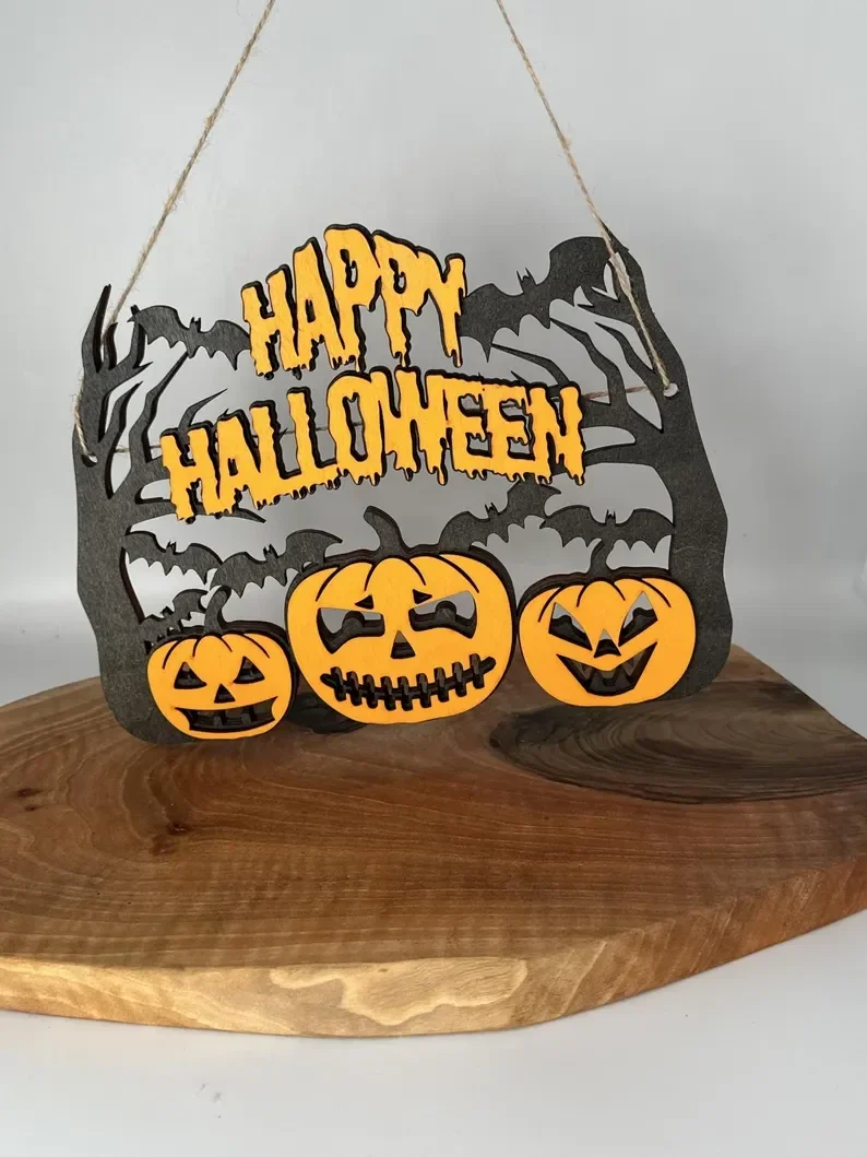 Aufhänger Halloween Gruselig Dekoration Requisiten Holz Tür Wandanhänger Happy Party